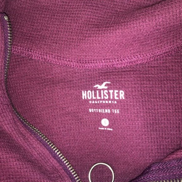 Burgundy Hollister cropped long-sleeved shirt - Picture 3 of 4
